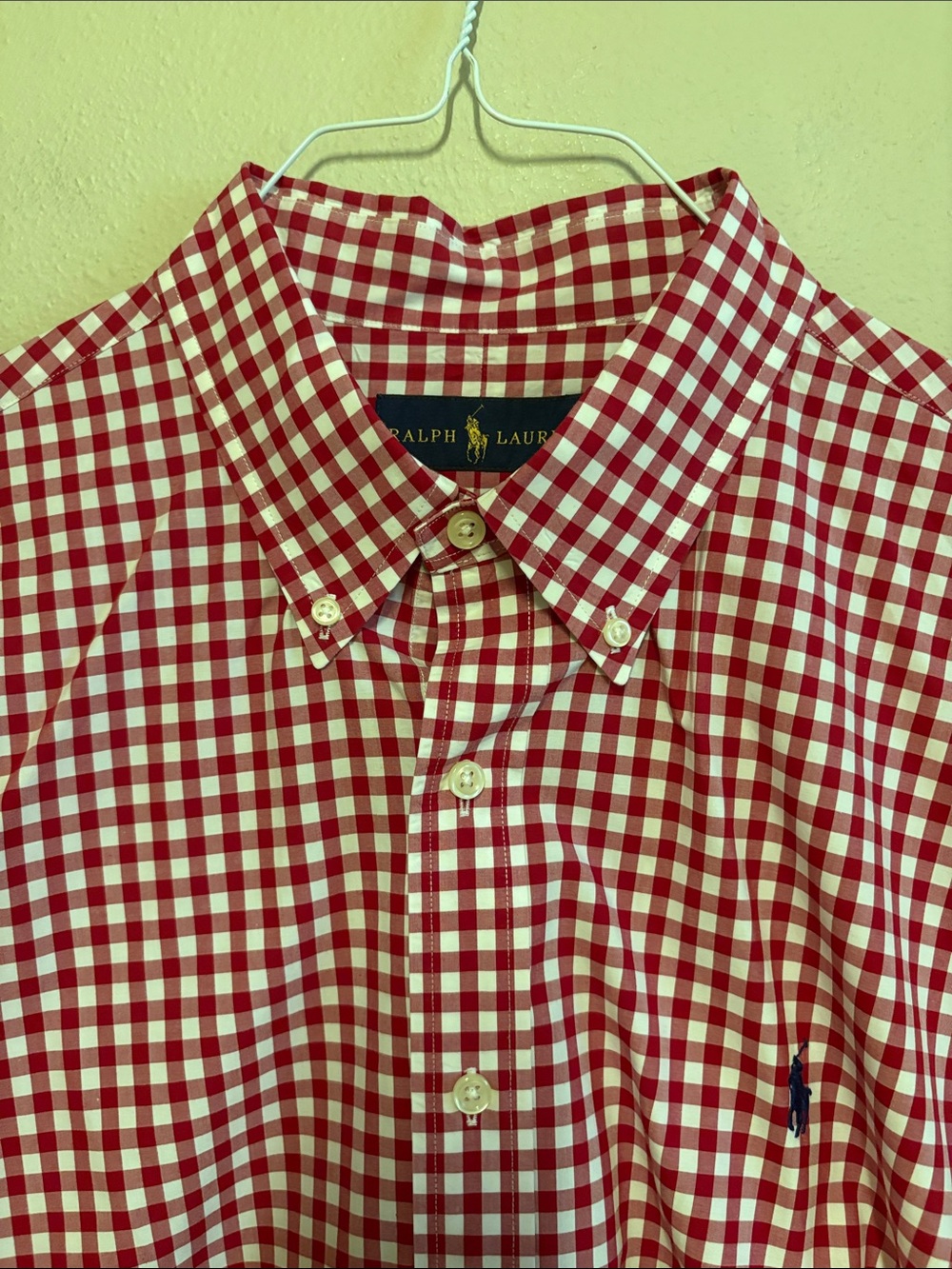 Ralph Lauren Polo Mens Long Sleeve Button Down Red & White Check Shirt